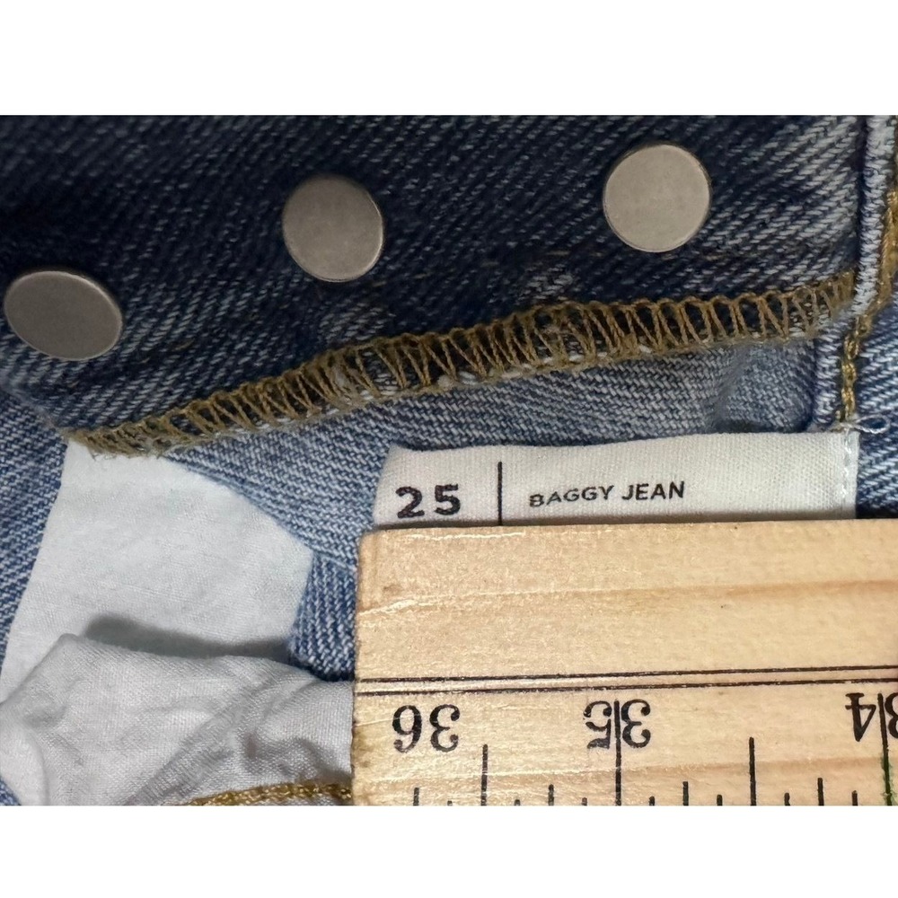 PacSun Baggy Jean Womens Size 25 Blue Distressed Ripped High Waisted Wide Leg - Picture 7 of 8